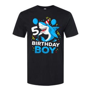 5th Birthday Boy Shark Ocean Theme Party 5 Years Old For Boy Softstyle CVC T-Shirt