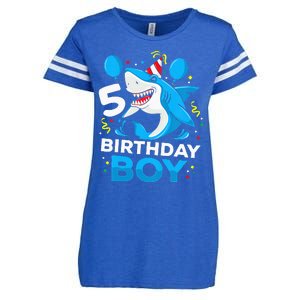 5th Birthday Boy Shark Ocean Theme Party 5 Years Old For Boy Enza Ladies Jersey Football T-Shirt