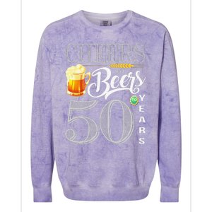 50th Birthday Cheers And Beers To 50 Years Colorblast Crewneck Sweatshirt