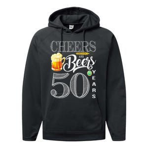 50th Birthday Cheers And Beers To 50 Years Performance Fleece Hoodie