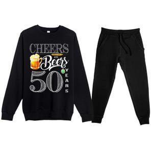 50th Birthday Cheers And Beers To 50 Years Premium Crewneck Sweatsuit Set