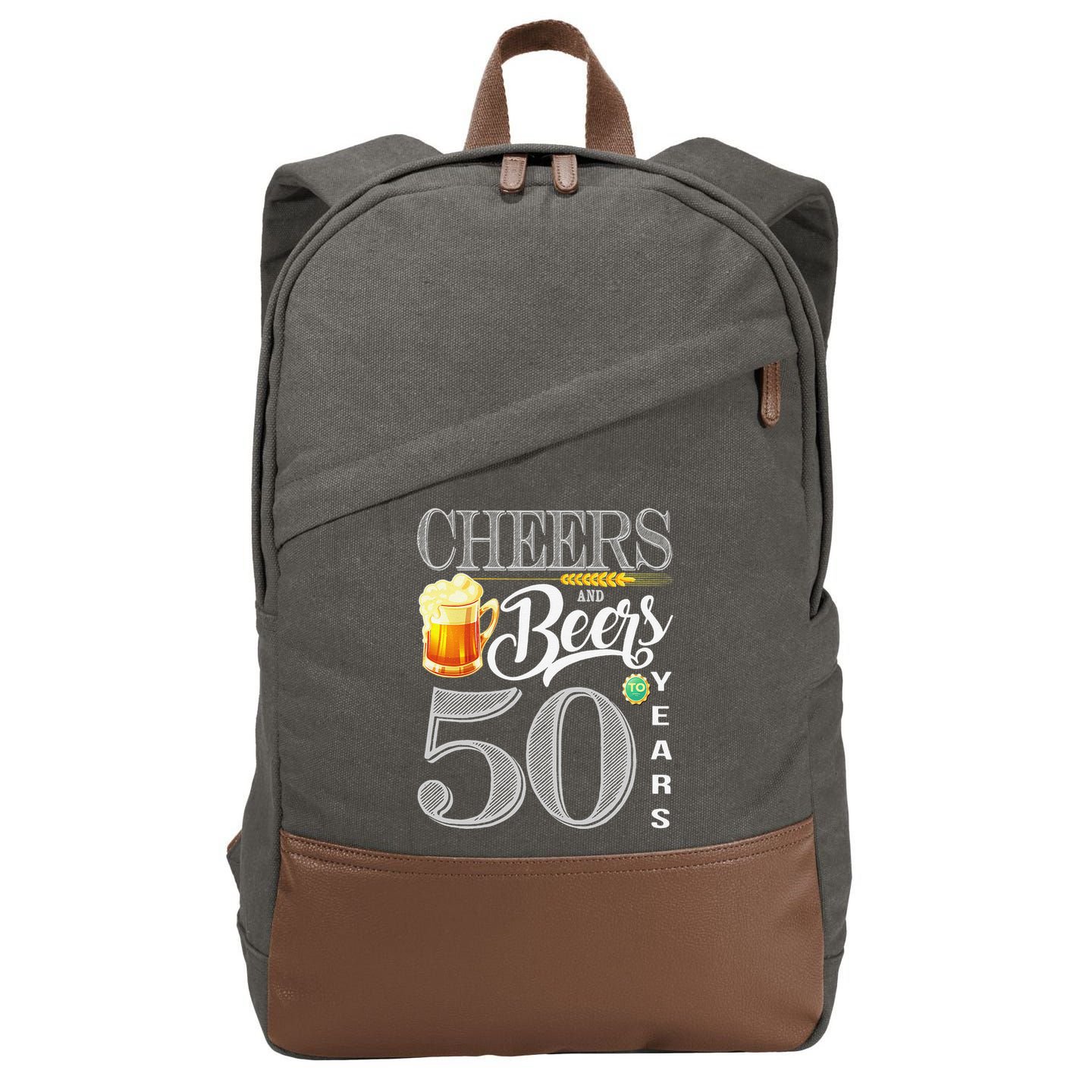 50th Birthday Cheers And Beers To 50 Years Cotton Canvas Backpack
