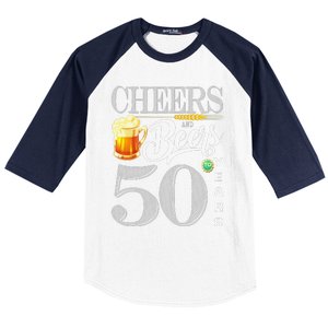 50th Birthday Cheers And Beers To 50 Years Baseball Sleeve Shirt