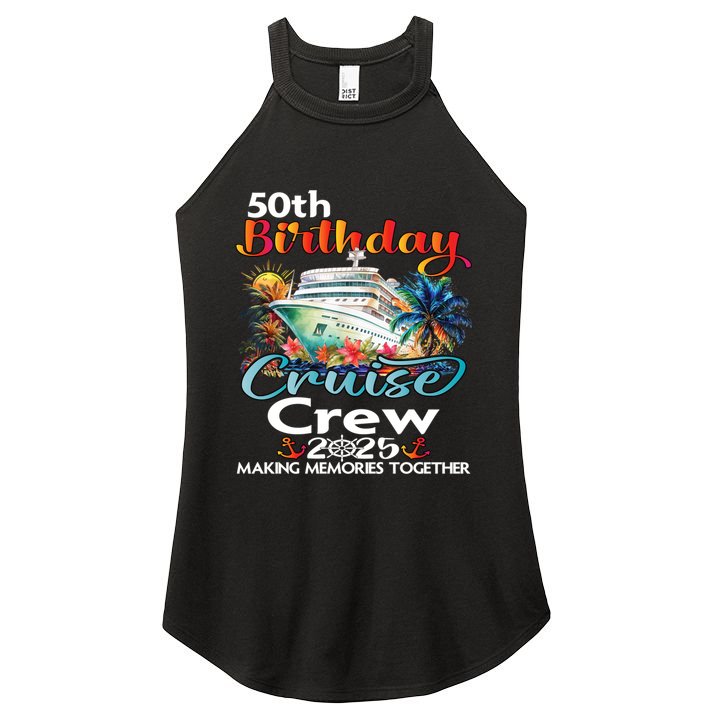 50th Birthday Cruise Crew Friends Family Vacation Matching Funny Gift Women's Perfect Tri Rocker Tank