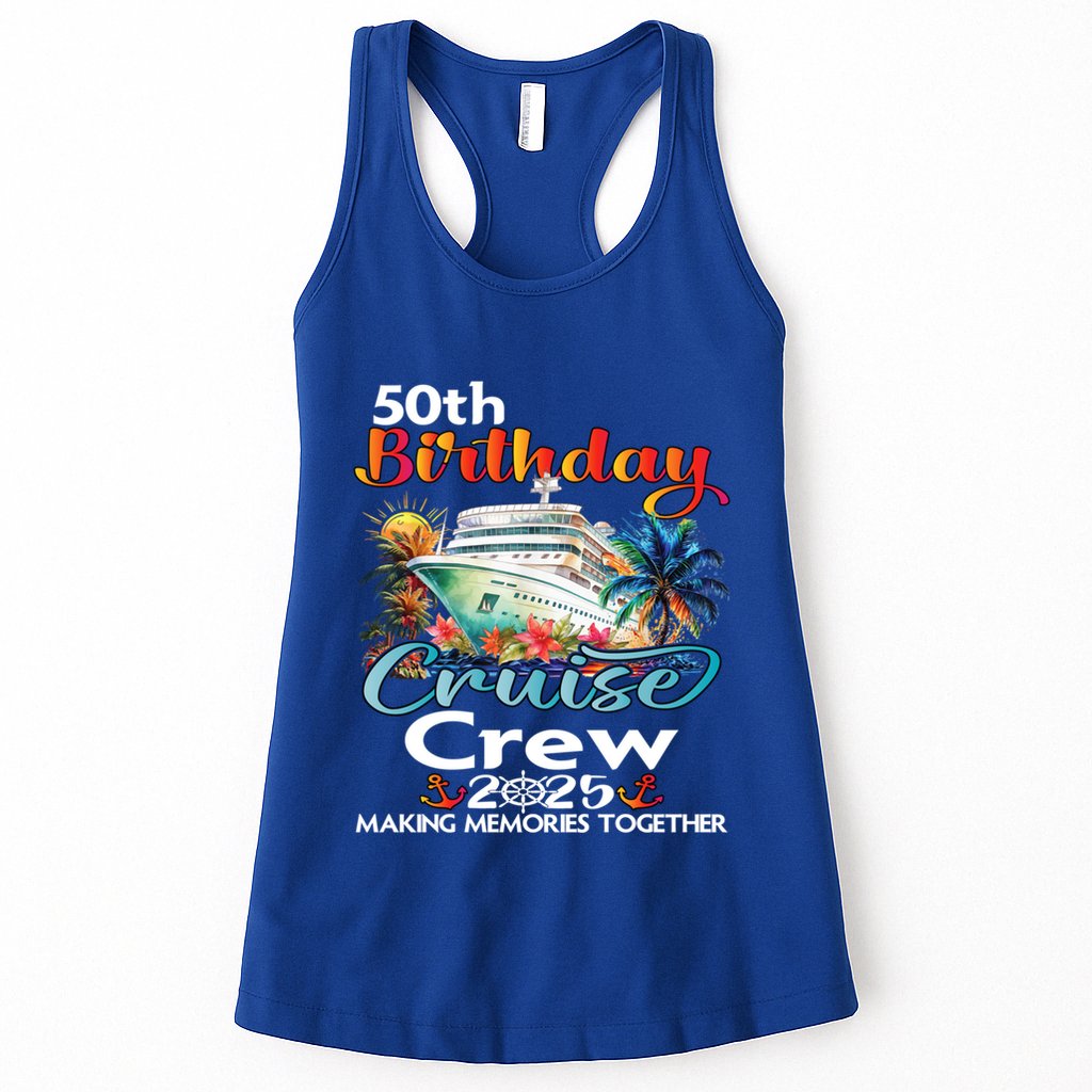 50th Birthday Cruise Crew Friends Family Vacation Matching Funny Gift Womens Tank Top
