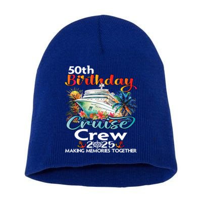 50th Birthday Cruise Crew Friends Family Vacation Matching Funny Gift Short Acrylic Beanie
