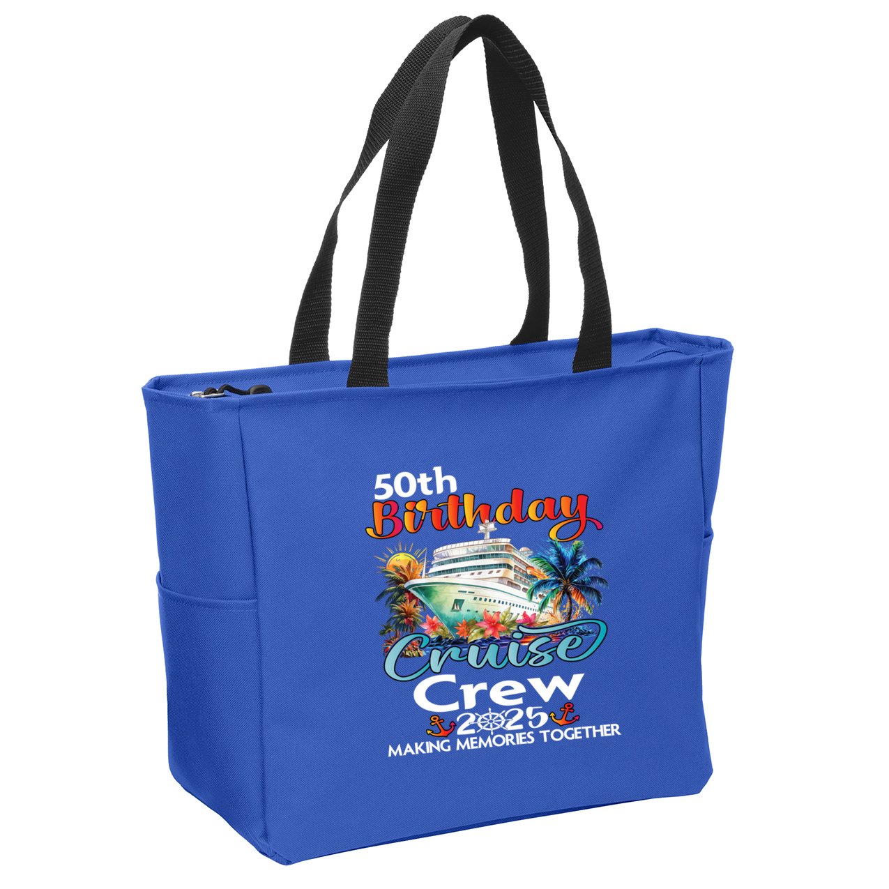 50th Birthday Cruise Crew Friends Family Vacation Matching Funny Gift Zip Tote Bag