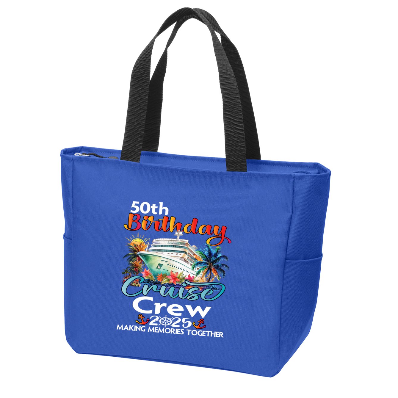 50th Birthday Cruise Crew Friends Family Vacation Matching Funny Gift Zip Tote Bag