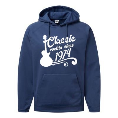 50th Birthday Classic Rockin Since 1974 Performance Fleece Hoodie