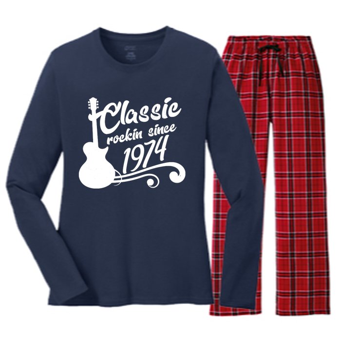 50th Birthday Classic Rockin Since 1974 Women's Long Sleeve Flannel Pajama Set 