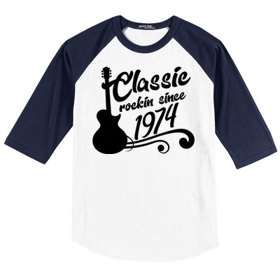 50th Birthday Classic Rockin Since 1974 Baseball Sleeve Shirt