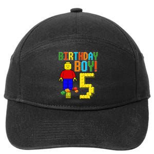 5th Birthday Cute 5 Years Old Block Building 7-Panel Snapback Hat