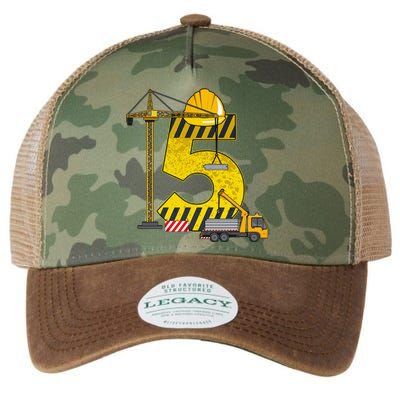 5th Birthday Construction Vehicle Excavator Truck Legacy Tie Dye Trucker Hat