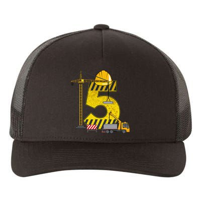 5th Birthday Construction Vehicle Excavator Truck Yupoong Adult 5-Panel Trucker Hat