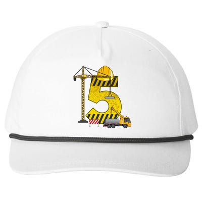 5th Birthday Construction Vehicle Excavator Truck Snapback Five-Panel Rope Hat