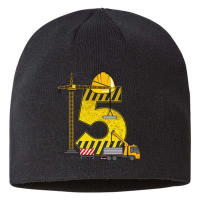 5th Birthday Construction Vehicle Excavator Truck Sustainable Beanie