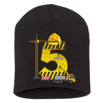 5th Birthday Construction Vehicle Excavator Truck Short Acrylic Beanie