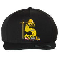 5th Birthday Construction Vehicle Excavator Truck Wool Snapback Cap