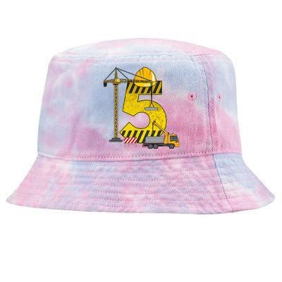 5th Birthday Construction Vehicle Excavator Truck Tie-Dyed Bucket Hat