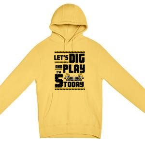 5th Birthday Construction Premium Pullover Hoodie