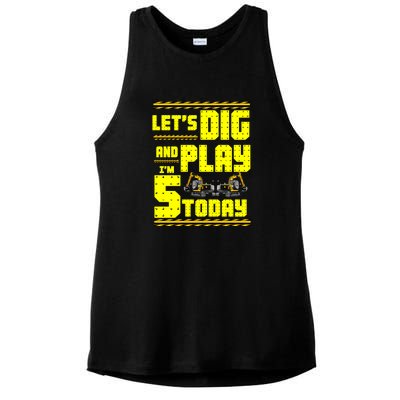 5th Birthday Construction Ladies PosiCharge Tri-Blend Wicking Tank