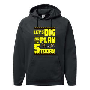 5th Birthday Construction Performance Fleece Hoodie