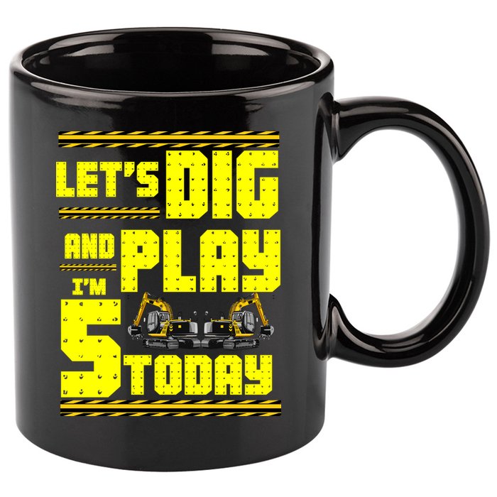 5th Birthday Construction 11oz C Handle Ceramic Mug