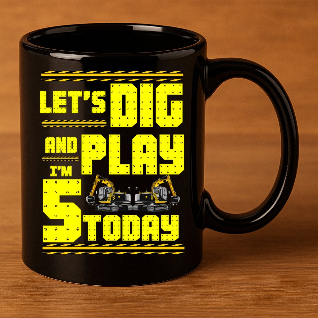 5th Birthday Construction 11oz C Handle Ceramic Mug