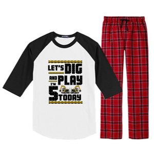 5th Birthday Construction Raglan Sleeve Pajama Set