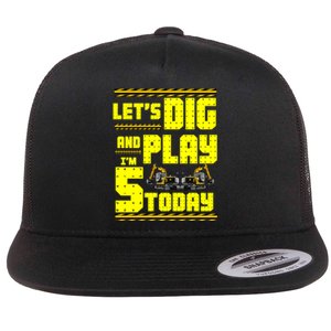 5th Birthday Construction Flat Bill Trucker Hat