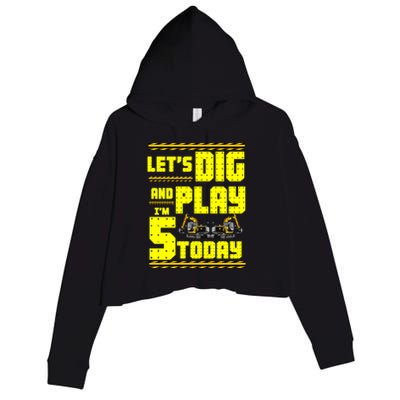 5th Birthday Construction Crop Fleece Hoodie