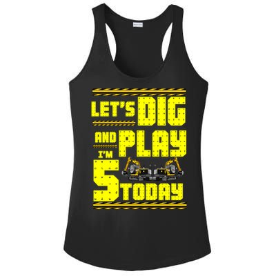 5th Birthday Construction Ladies PosiCharge Competitor Racerback Tank