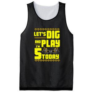 5th Birthday Construction Mesh Reversible Basketball Jersey Tank