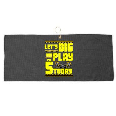 5th Birthday Construction Large Microfiber Waffle Golf Towel