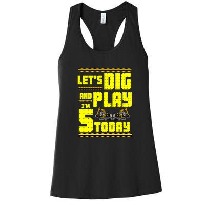 5th Birthday Construction Women's Racerback Tank