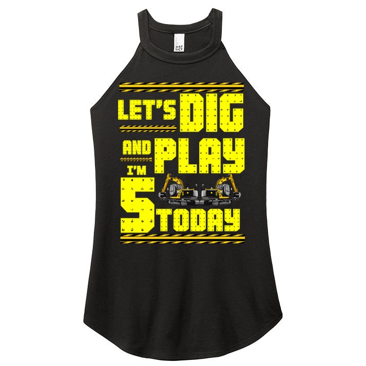 5th Birthday Construction Women's Perfect Tri Rocker Tank