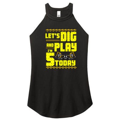 5th Birthday Construction Women's Perfect Tri Rocker Tank