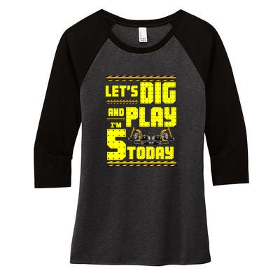 5th Birthday Construction Women's Tri-Blend 3/4-Sleeve Raglan Shirt