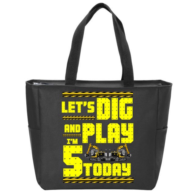 5th Birthday Construction Zip Tote Bag