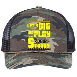 5th Birthday Construction Retro Rope Trucker Hat Cap