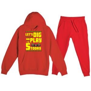 5th Birthday Construction Premium Hooded Sweatsuit Set