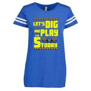 5th Birthday Construction Enza Ladies Jersey Football T-Shirt