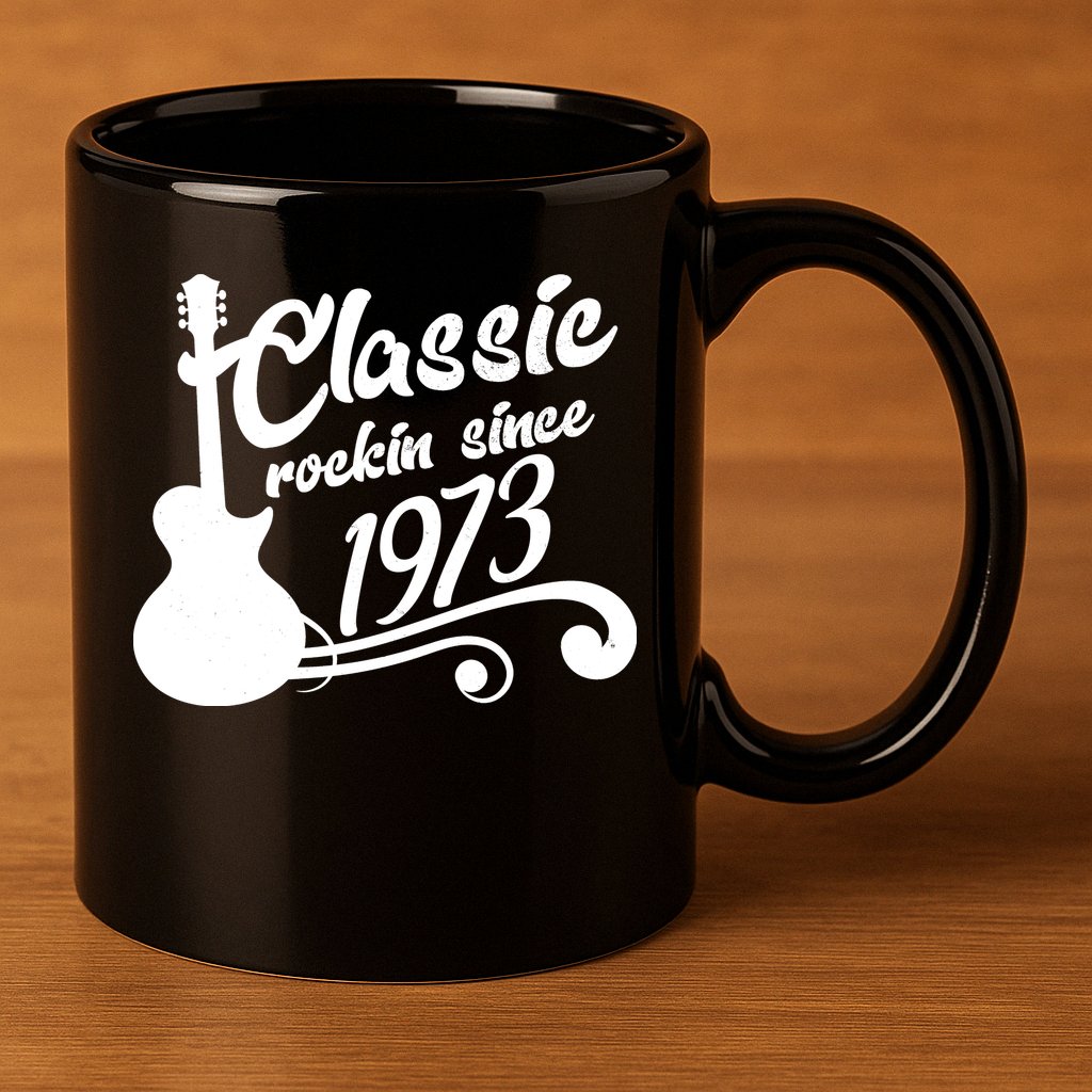 50th Birthday Classic Rockin Since 1973 11oz C Handle Ceramic Mug