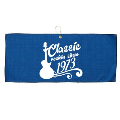 50th Birthday Classic Rockin Since 1973 Large Microfiber Waffle Golf Towel