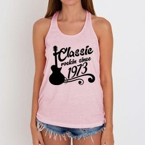 50th Birthday Classic Rockin Since 1973 Women's Knotted Racerback Tank