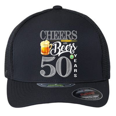 50th Birthday Cheers And Beers To 50 Years Flexfit Unipanel Trucker Cap