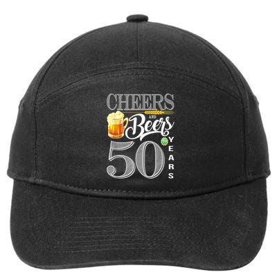50th Birthday Cheers And Beers To 50 Years 7-Panel Snapback Hat