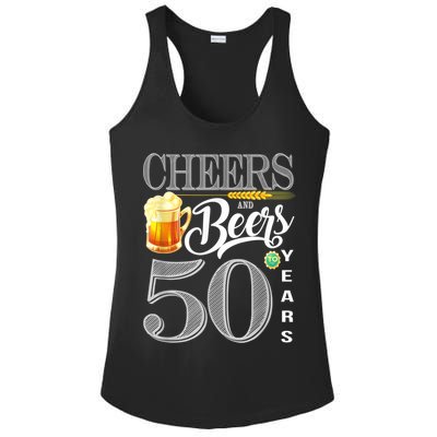 50th Birthday Cheers And Beers To 50 Years Ladies PosiCharge Competitor Racerback Tank