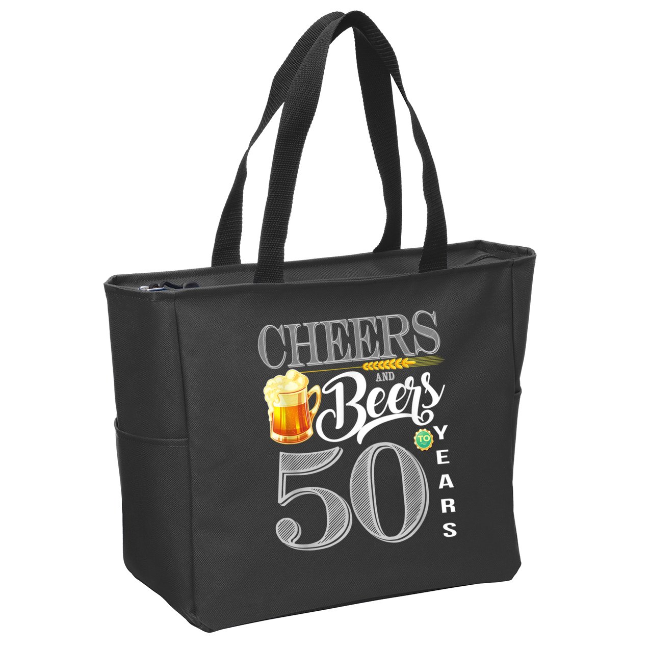 50th Birthday Cheers And Beers To 50 Years Zip Tote Bag