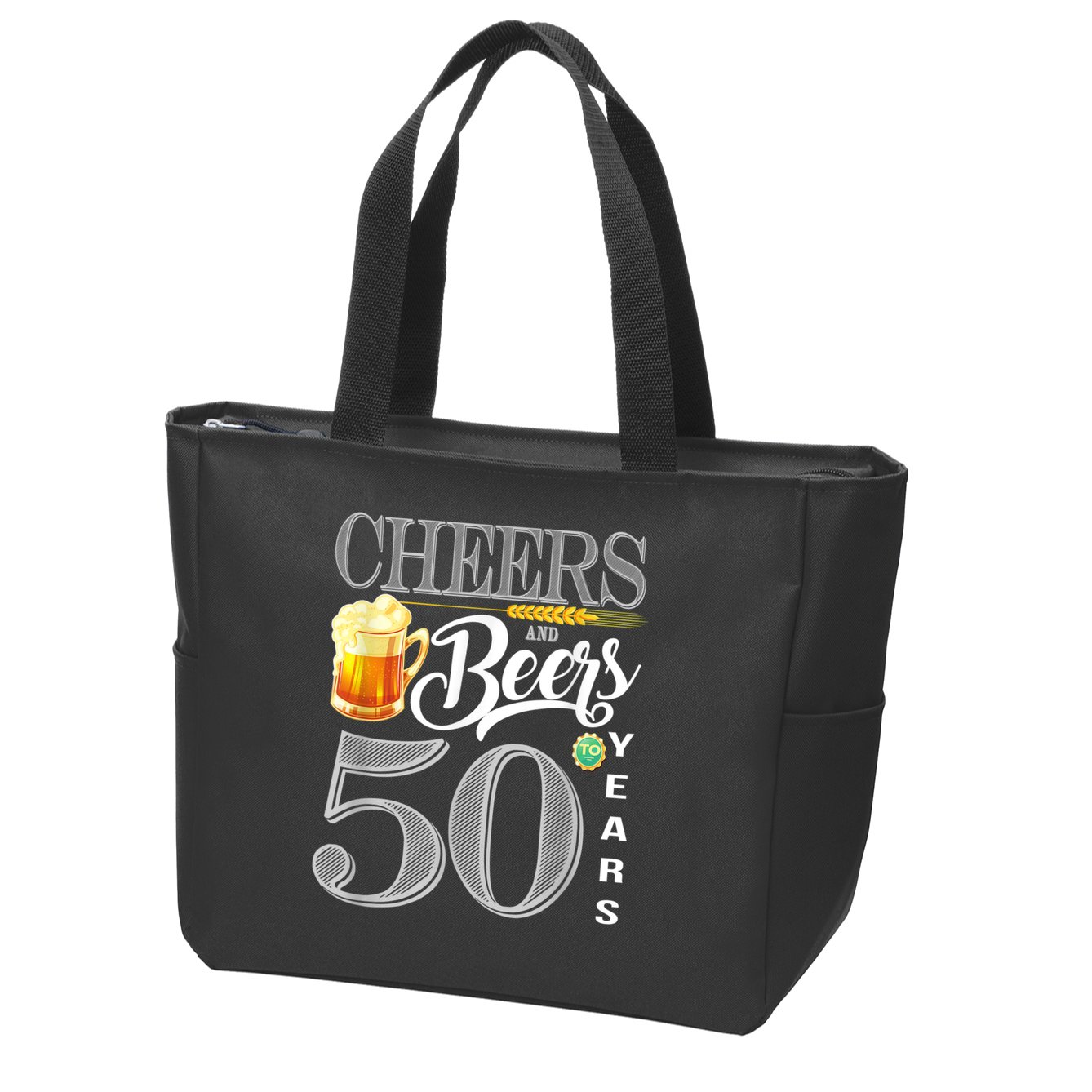 50th Birthday Cheers And Beers To 50 Years Zip Tote Bag
